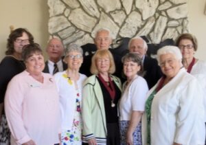 Back row: Sandra Orozco, Chaplain; David Grinnell, Treasurer and Secretary Pro Tem; Jim Shepherd, Historian; Jim McCall, Councilor; and, Martha Pace Greshan, Past Governor and Parliamentarian. Front Row: Marty Sommercamp, Membership Chair; Anita Guenin, Councilor Scarlett Stahl, Governor; Julie Plemmons, Lieutenant Governor; Donna Chilton Derrick, Past Governor and Councilor.